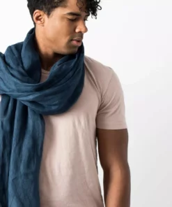 Studio Variously Midnight Blue Linen Scarf  Accessories