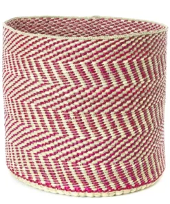 Swahili African Modern Berry And Natural Maila Milulu Reed Basket 6 Swahili African Modern Berry And Natural Maila Milulu Reed Basket