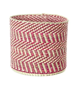 Swahili African Modern Berry And Natural Maila Milulu Reed Basket 7 Swahili African Modern Berry And Natural Maila Milulu Reed Basket