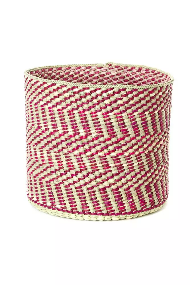 Swahili African Modern Berry And Natural Maila Milulu Reed Basket 4 Swahili African Modern Berry And Natural Maila Milulu Reed Basket