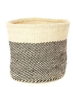 Swahili African Modern Black And Cream Twill Sisal Nesting Basket Set 6 Swahili African Modern Black And Cream Twill Sisal Nesting Basket Set