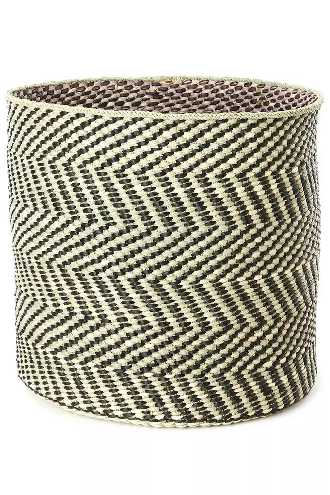 Swahili African Modern Black And Natural Maila Milulu Reed Basket Home Goods 2 Swahili African Modern Black And Natural Maila Milulu Reed Basket Home Goods
