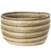 Swahili African Modern Black, Silver And White Striped Knitting Basket
