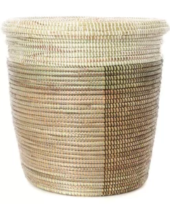 Swahili African Modern Black, Silver & White Half & Half Flat Lid Basket Home Goods