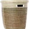 Swahili African Modern Black, Silver & White Half & Half Flat Lid Basket Home Goods