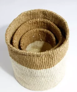 Swahili African Modern Dual Tone Sisal Basket Set Home Goods 7 Swahili African Modern Dual Tone Sisal Basket Set Home Goods