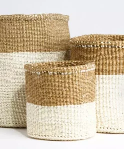 Swahili African Modern Dual Tone Sisal Basket Set Home Goods