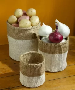 Swahili African Modern Dual Tone Sisal Basket Set Home Goods