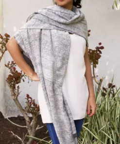 Swahili African Modern Ethiopian Stella Shawl - Gray Accessories