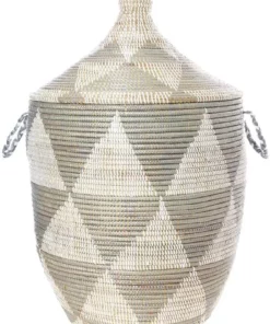 Swahili African Modern Home Goods Large Silver Triangle Laundry Hamper