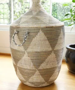 Swahili African Modern Home Goods Large Silver Triangle Laundry Hamper