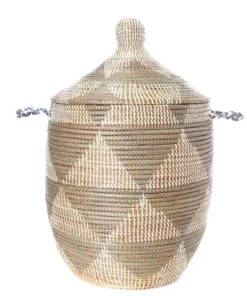 Swahili African Modern Medium Silver Triangle Laundry Hamper