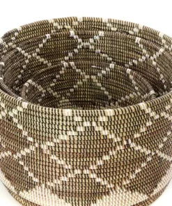 Swahili African Modern Home Goods Diamond Nesting Basket Set 5 Swahili African Modern Home Goods Diamond Nesting Basket Set