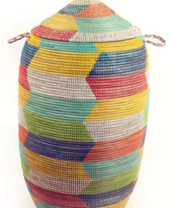 Swahili African Modern Rainbow Herringbone Storage Basket