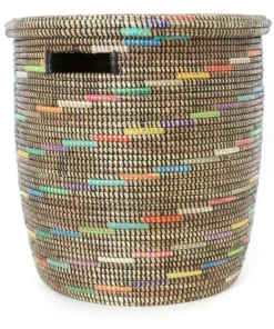 Swahili African Modern Sable Swirl Flat Lid Storage Basket Home Goods