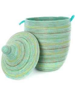 Swahili African Modern Home Goods Large Seaside Stripes Laundry Hamper Basket