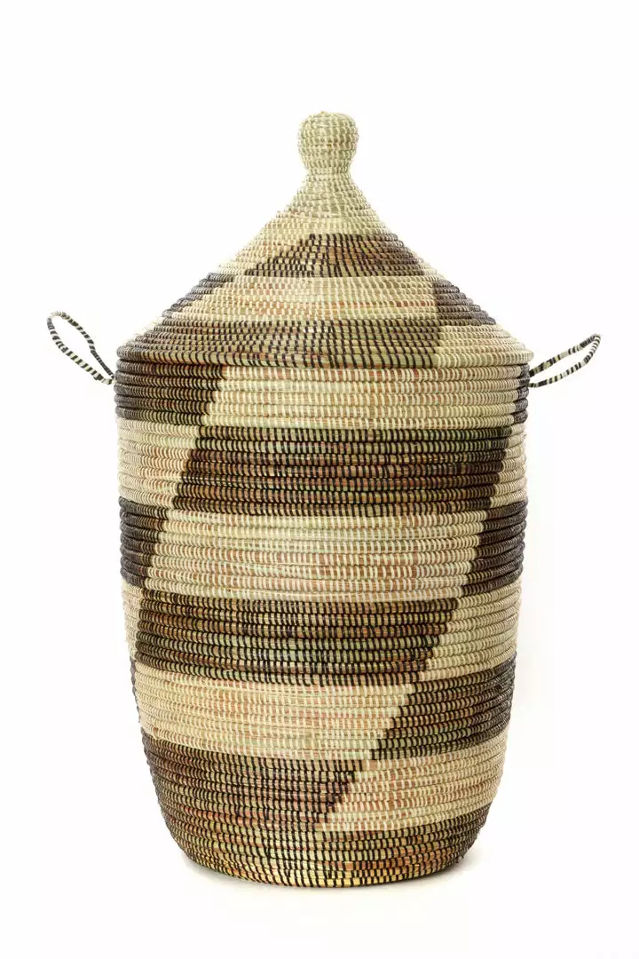 Swahili African Modern Black And Beige Mixed Pattern Hamper Set 4 Swahili African Modern Black And Beige Mixed Pattern Hamper Set