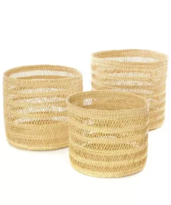 Swahili African Modern Home Goods Lace Weave Basket Bin Set