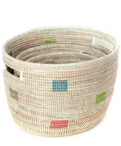 Swahili African Modern Home Goods Set Of Three Prismatic Pixels Sewing Baskets