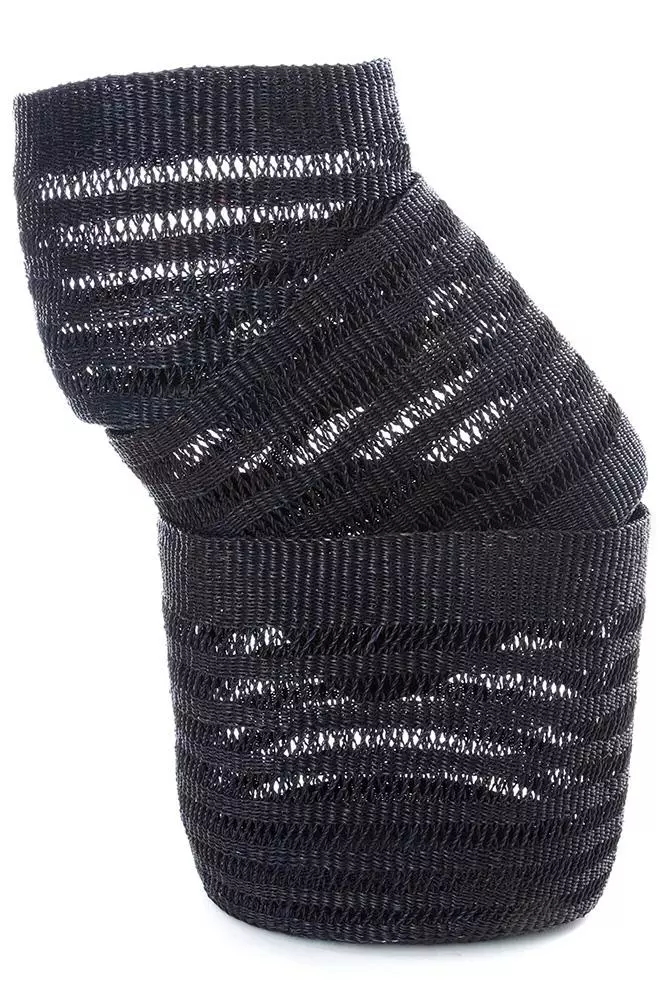 Swahili African Modern Raven Veta Vera Lace Weave Basket Bins Set Home Goods 3 Swahili African Modern Raven Veta Vera Lace Weave Basket Bins Set Home Goods