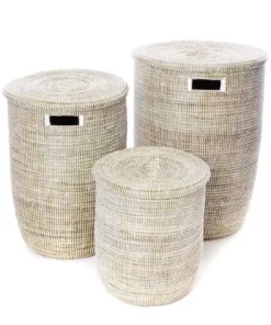 Swahili African Modern Solid White Classic Hamper Set