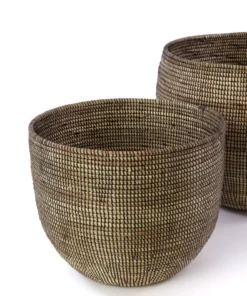 Swahili African Modern Home Goods Black Deep Nesting Basket Set