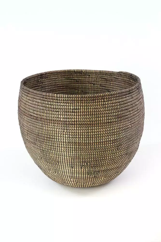 Swahili African Modern Home Goods Black Deep Nesting Basket Set 3 Swahili African Modern Home Goods Black Deep Nesting Basket Set