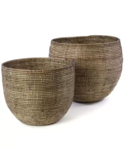 Swahili African Modern Home Goods Black Deep Nesting Basket Set