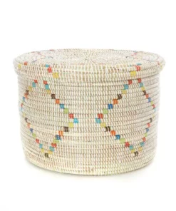Swahili African Modern Rainbow Garland Lidded Storage Basket Set Staff Favorites