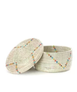Swahili African Modern Rainbow Garland Lidded Storage Basket Set Staff Favorites