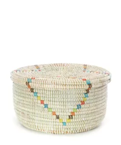 Swahili African Modern Rainbow Garland Lidded Storage Basket Set Staff Favorites
