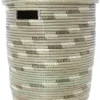 Swahili African Modern Silver Swirl Flat Lid Storage Basket Home Goods