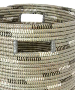 Swahili African Modern Silver Swirl Flat Lid Storage Basket Home Goods 5 Swahili African Modern Silver Swirl Flat Lid Storage Basket Home Goods