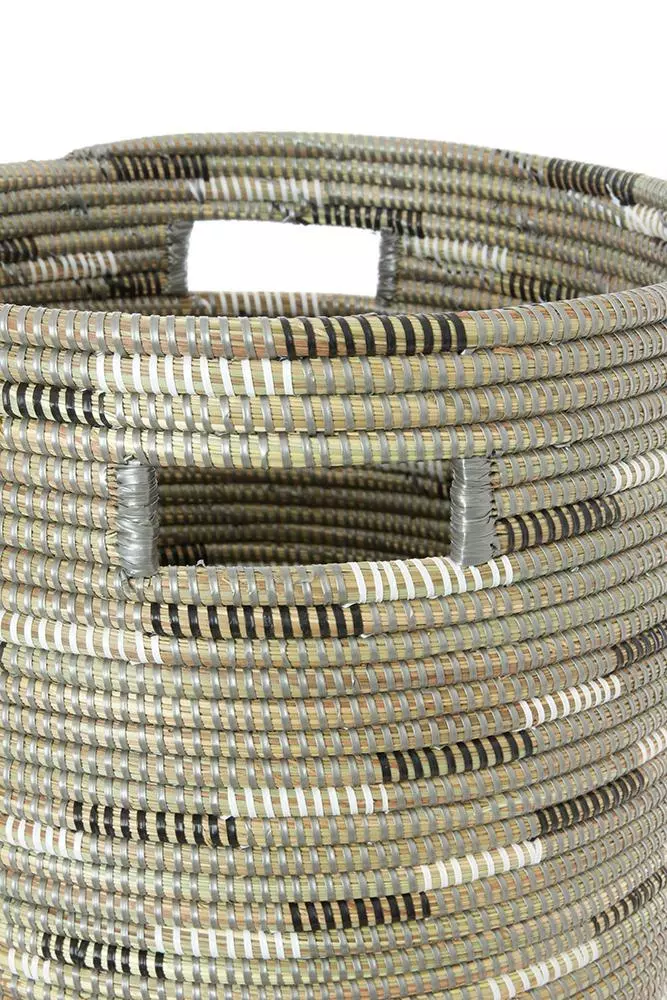 Swahili African Modern Silver Swirl Flat Lid Storage Basket Home Goods 3 Swahili African Modern Silver Swirl Flat Lid Storage Basket Home Goods