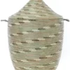 Swahili African Modern Large Silver Swirl Laundry Hamper Basket