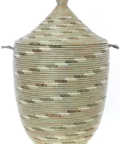 Swahili African Modern Large Silver Swirl Laundry Hamper Basket
