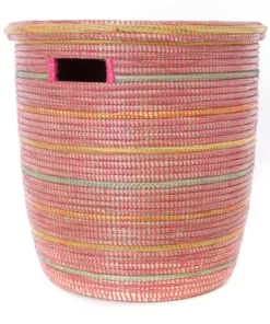 Swahili African Modern Sunrise Stripes Flat Lid Storage Basket