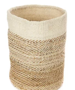 Swahili African Modern Tall Natural Sisal And Banana Fiber Twill Basket Home Goods