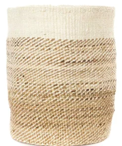 Swahili African Modern Tall Natural Sisal And Banana Fiber Twill Basket Home Goods