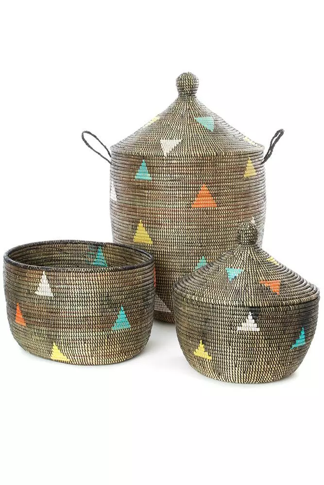 Swahili African Modern Baskets Teranga Triangles Knitting Basket 3 Swahili African Modern Baskets Teranga Triangles Knitting Basket