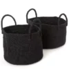 Swahili African Modern Usiku Sisal Kamba Floor Basket - Black Home Goods