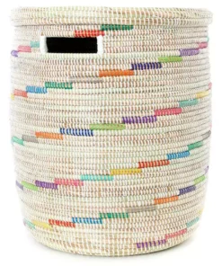 Swahili African Modern Vanilla Sugar Swirl Flat Lid Storage Basket Home Goods