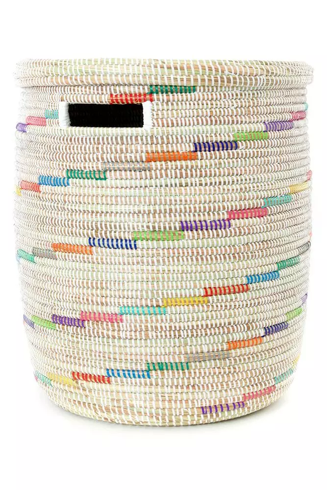 Swahili African Modern Vanilla Sugar Swirl Flat Lid Storage Basket Home Goods 1 Swahili African Modern Vanilla Sugar Swirl Flat Lid Storage Basket Home Goods