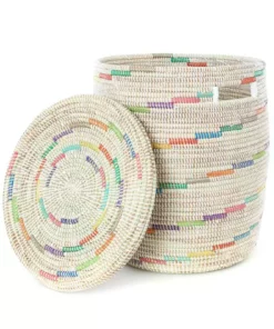 Swahili African Modern Vanilla Sugar Swirl Flat Lid Storage Basket Home Goods