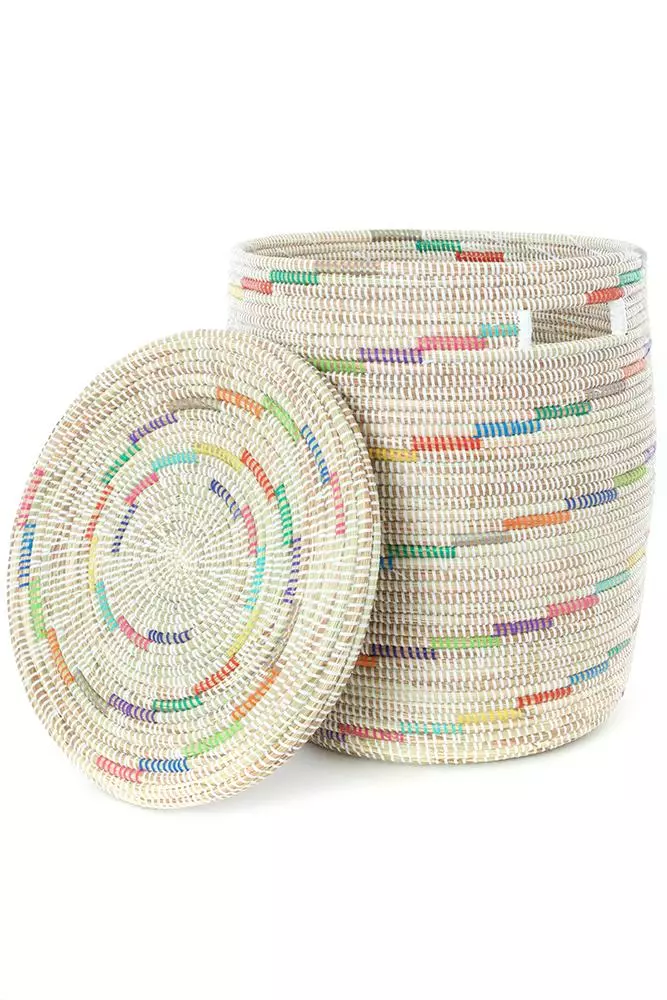 Swahili African Modern Vanilla Sugar Swirl Flat Lid Storage Basket Home Goods 2 Swahili African Modern Vanilla Sugar Swirl Flat Lid Storage Basket Home Goods