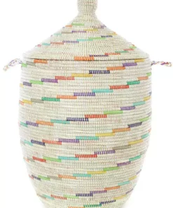 Swahili African Modern Home Goods Large Vanilla Sugar Swirl Laundry Hamper Basket