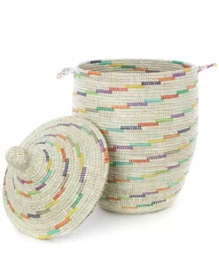 Swahili African Modern Home Goods Large Vanilla Sugar Swirl Laundry Hamper Basket