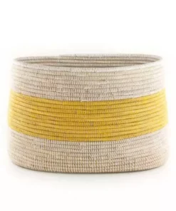 Swahili African Modern Yellow And White Knitting Basket Home Goods