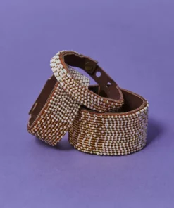 Swahili Coast Design Ombre Gold Beaded Leather Cuff