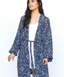 Symbology Sale Art Deco Lounge Robe - Navy + Cream 8 Symbology Sale Art Deco Lounge Robe - Navy + Cream